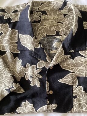Men’s BATCK BAY HAWAIIAN BLACK n BEIGE 100% Machine Washable S/S XXL